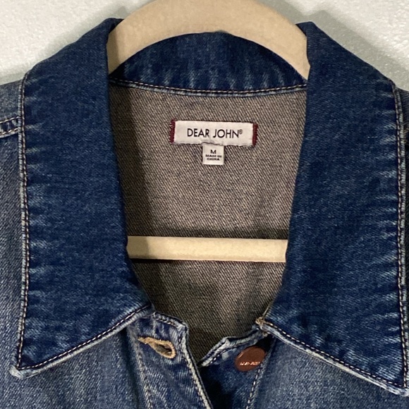 Dear John Elsie Oversized Destructed Frayed Hem 100% Cotton Denim Jacket Size M - Picture 4 of 16